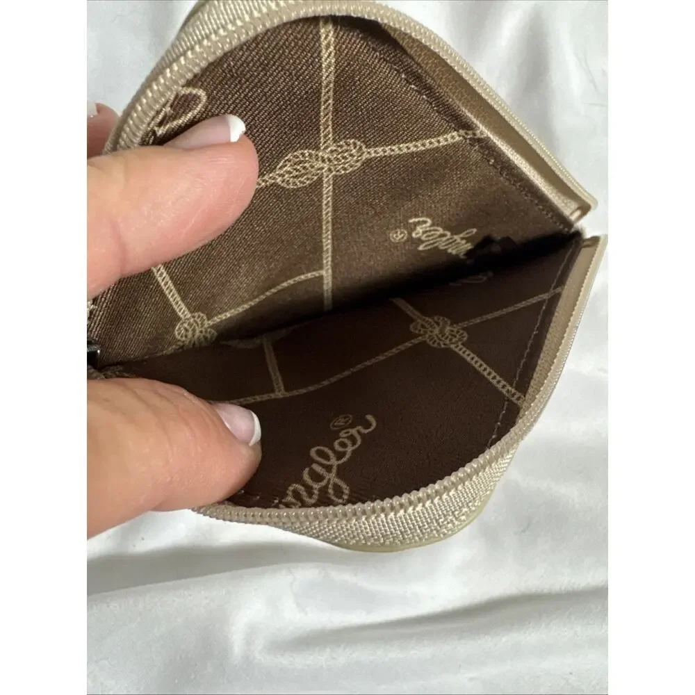 Wrangler Aztec Print Mini Zip Wallet ID Credit Card Holder Tan Hair On Hide NWT